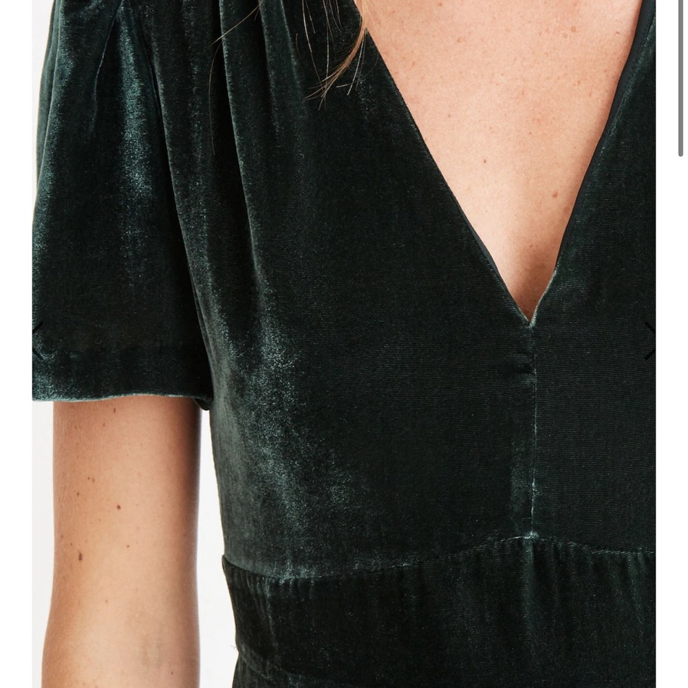 Madewell Dark Green Velvet Mini Dress - Picture 2 of 11